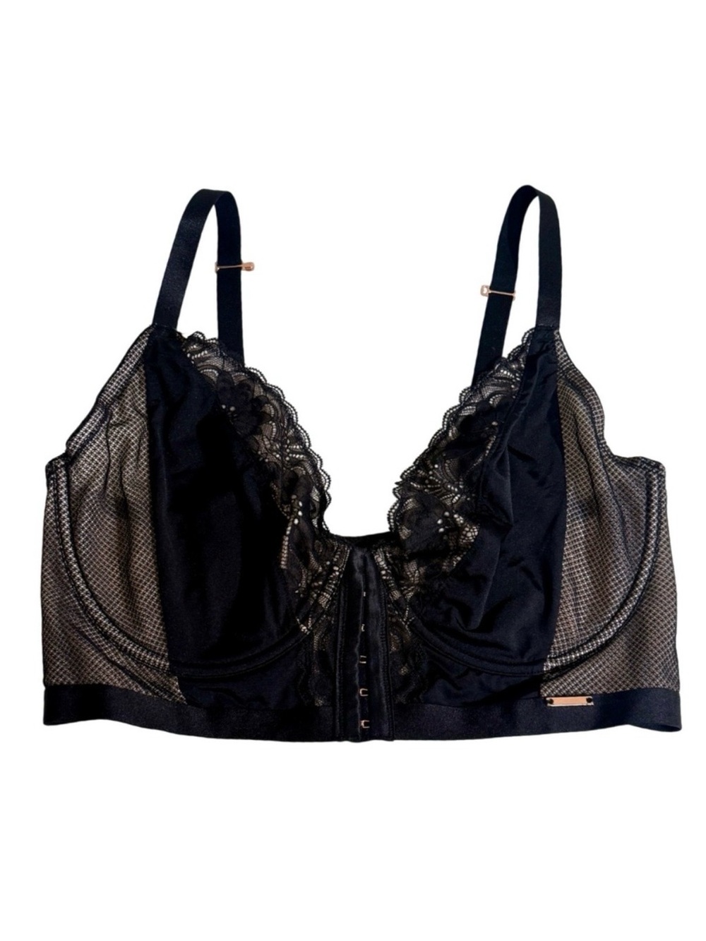Pour Moi Black Lace Full Coverage Convertible Front Close Supportive Bra 38G
